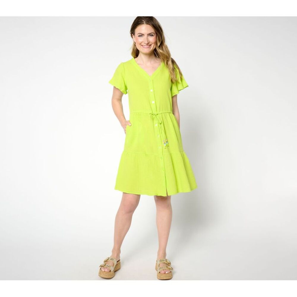 Wacoal Women's Dress Sz XL Cotton Gauze Color Crush Yellow A647913